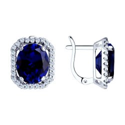 Cercei din argint  cu pietre Cubic Zirconia Incolor, Corindon