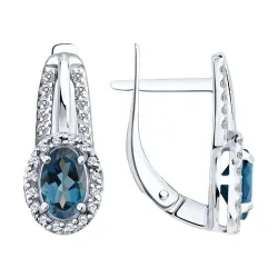 Cercei din aur alb cu Cubic Zirconia Incolor, Topaz London