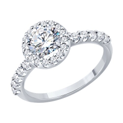 Кольцо из серебра с камнями Фианит