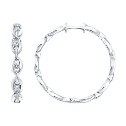 Cercei Creole din argint cu Cubic Zirconia Incolor