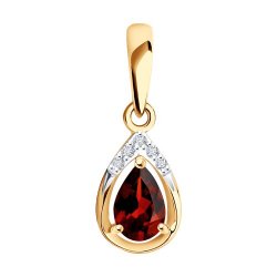 Pandantiv din aur roșu cu pietre Diamant, Granat