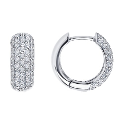 Cercei Creole din aur alb cu pietre Diamant