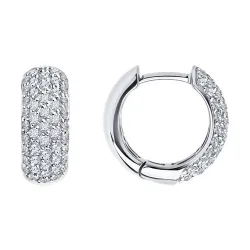 Cercei Creole din aur alb cu Diamant