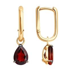Серьги Конго из позолоченного серебра с камнями Гранат