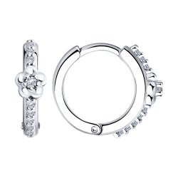 Cercei Creole din argint  cu pietre Cubic Zirconia Incolor