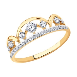 Inel din aur roșu cu pietre Cubic Zirconia Incolor