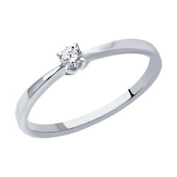 Кольцо из белого золота с камнями Бриллиант