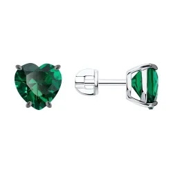 Cercei Pusete din argint cu Cubic Zirconia Verde