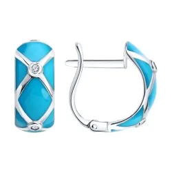 Cercei din argint cu Cubic Zirconia Incolor, Emailare