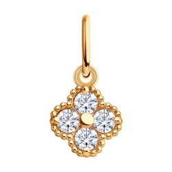 Pandantiv din aur roșu cu pietre Cubic Zirconia Incolor