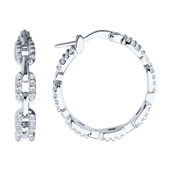 Cercei Creole din argint  cu pietre Cubic Zirconia Incolor