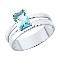 Inel din argint  cu pietre Topaz albastru