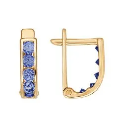 Cercei p-u copii din aur roșu cu Cubic Zirconia Albastru