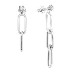 Серьги Пусеты из белого золота с камнями Бриллиант