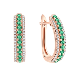 Серьги из красного золота с камнями Бриллиант, Изумруд
