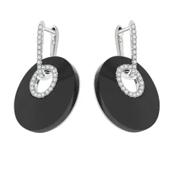Cercei Suspendați din aur alb cu Diamant, Onix negru
