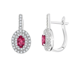 Cercei din aur alb cu Diamant, Rubin