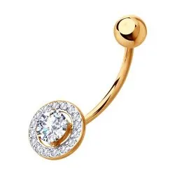 Piercing din aur roșu cu Cubic Zirconia Incolor