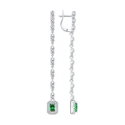 Cercei Suspendați din argint cu Cubic Zirconia Incolor, Cubic Zirconia Verde