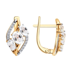 Cercei din aur roșu cu pietre Cubic Zirconia Incolor, Cristal de munte