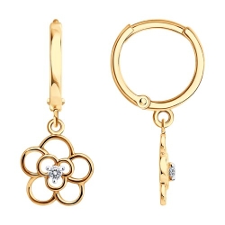Cercei Creole din aur roșu cu Cubic Zirconia Incolor