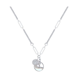 Colier din argint  cu pietre Cubic Zirconia Incolor, Sidef Alb