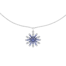 Colier din aur alb cu pietre Diamant, Safir