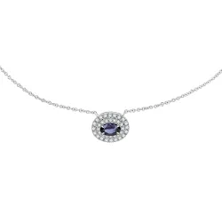 Colier din aur alb cu Diamant, Safir