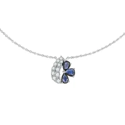 Colier din aur alb cu Diamant, Safir