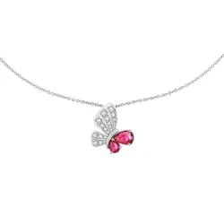 Colier din aur alb cu Diamant, Rubin