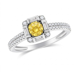 Inel din aur alb cu Diamant, Diamant galben