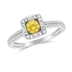 Inel din aur alb cu Diamant, Diamant galben