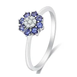 Inel din aur alb cu Diamant, Safir