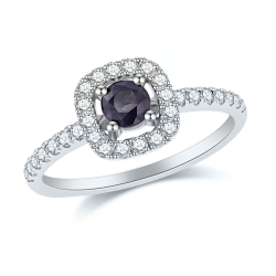 Inel din aur alb cu Diamant, Safir