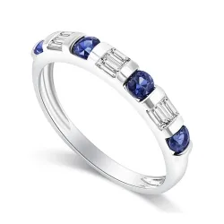 Inel din aur alb cu Diamant, Safir