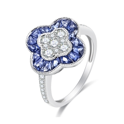 Inel din aur alb cu Diamant, Safir