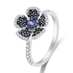Inel din aur alb cu Diamant, Safir