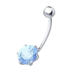 Piercing din argint  cu pietre Cubic Zirconia Albastru