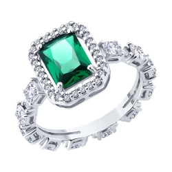 Inel din argint  cu pietre Cubic Zirconia Incolor, Cubic Zirconia Verde