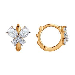 Cercei Creole din aur roșu cu pietre Cubic Zirconia Incolor