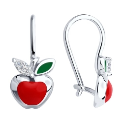 Cercei p-u copii din argint  cu pietre Cubic Zirconia Incolor, Emailare