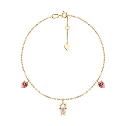 Brățară Mama/Copil din aur roșu cu pietre Cubic Zirconia Incolor, Sital sintetic