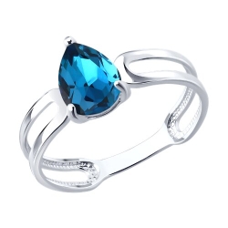 Inel din argint  cu pietre Cristal Albastru