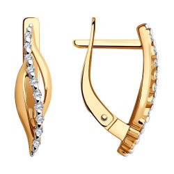 Cercei din aur roșu cu pietre Cubic Zirconia Incolor