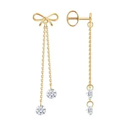 Cercei Pusete din aur roșu cu Cubic Zirconia Incolor