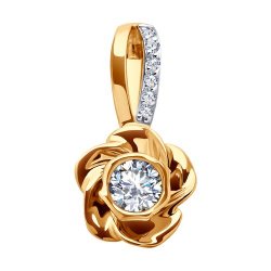 Pandantiv din aur roșu cu pietre Cubic Zirconia Incolor