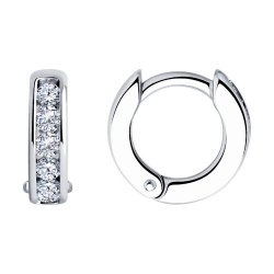 Cercei Creole din argint  cu pietre Cubic Zirconia Incolor