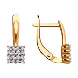 Cercei din aur roșu cu pietre Cubic Zirconia Incolor
