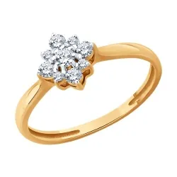 Inel din aur roșu cu Cubic Zirconia Incolor