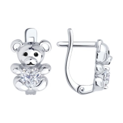 Cercei p-u copii din argint  cu pietre Cubic Zirconia Incolor, Emailare